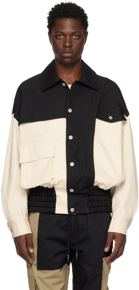 Feng Chen Wang Black & Beige Paneled Jacket Cover