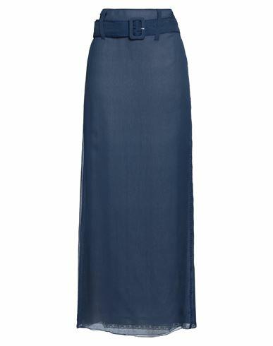 Prada Woman Maxi skirt Navy blue Silk Cover