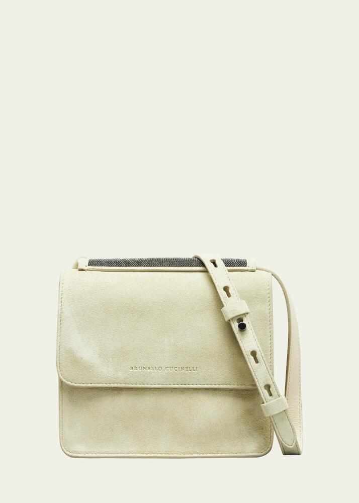 Brunello Cucinelli Suede Monili Flap Crossbody Bag Cover