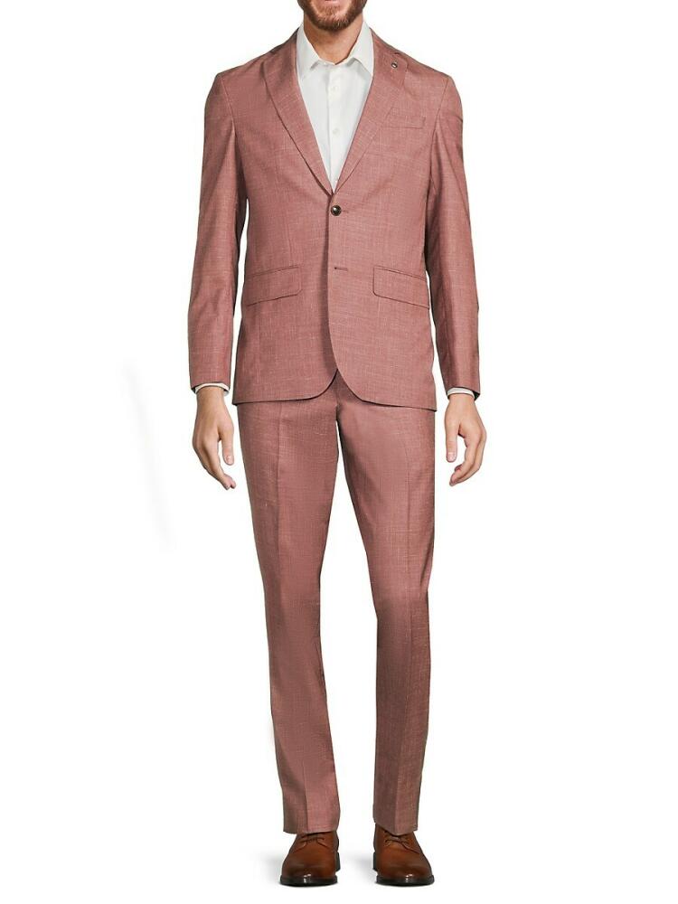 Ted Baker Men's Karl Crosshatch Wool Blend Suit - Coral Cover