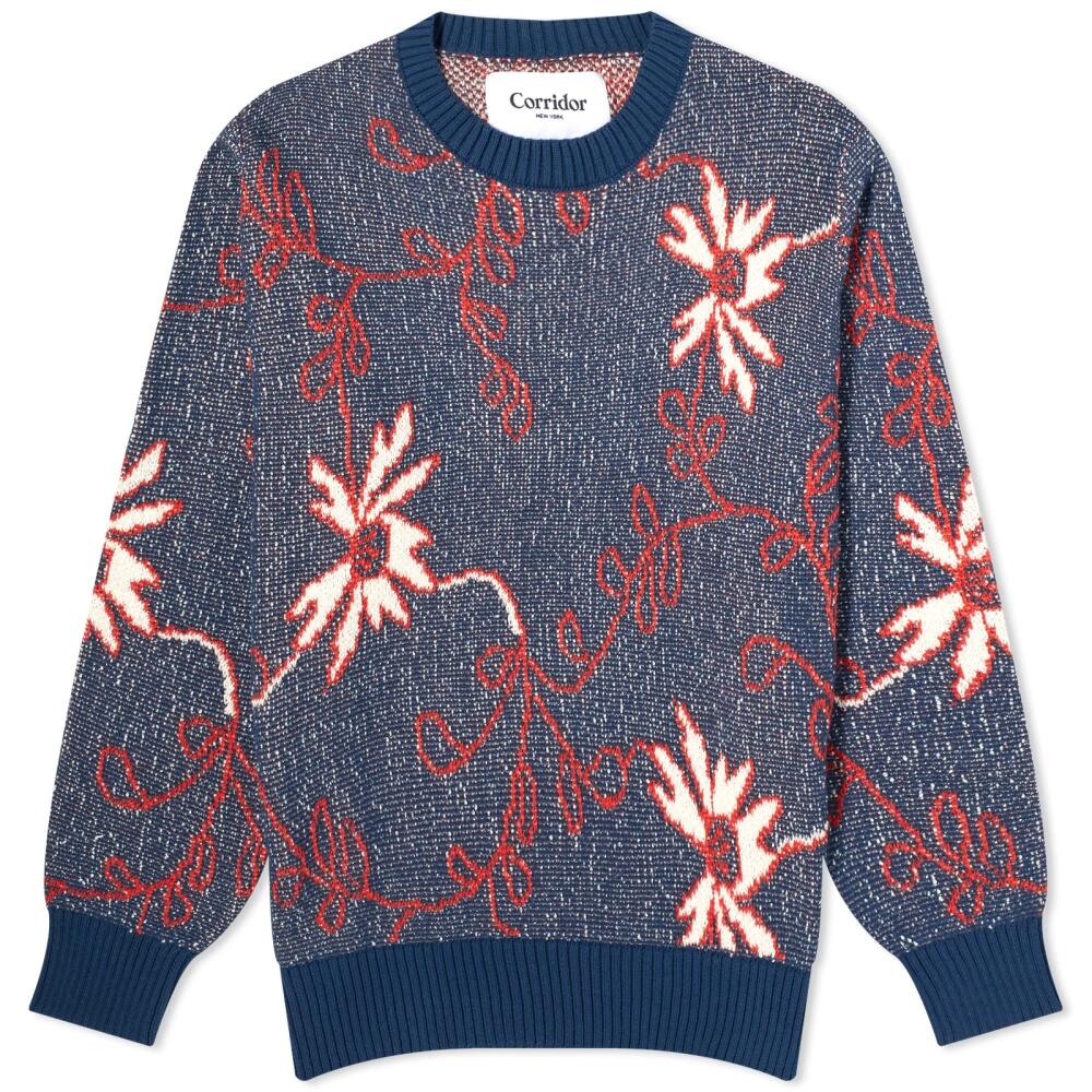 Corridor Men's Lyon Floral Knit Jumper in Navy Cover