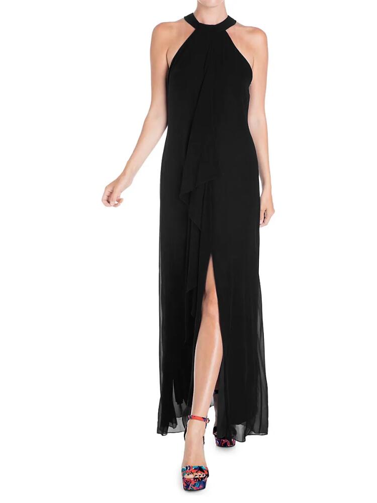 MEGHAN LA Women's Aphrodite Front-Slit Maxi Dress - Black Cover