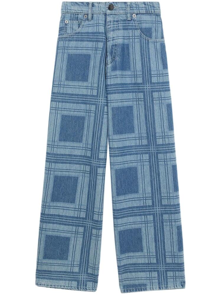 Charles Jeffrey Loverboy tartan wide-leg jeans - Blue Cover