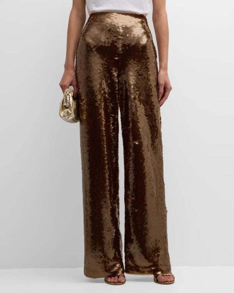 Natori High-Rise Wide-Leg Sequin Pants Cover