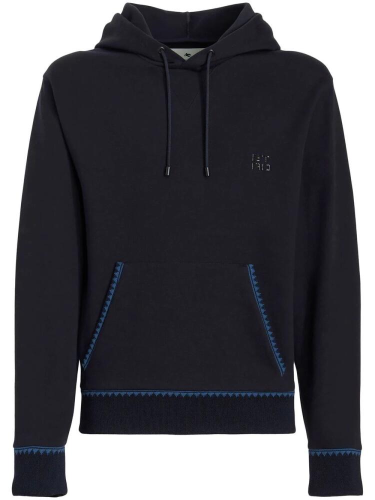 ETRO logo-patch pullover hoodie - Blue Cover