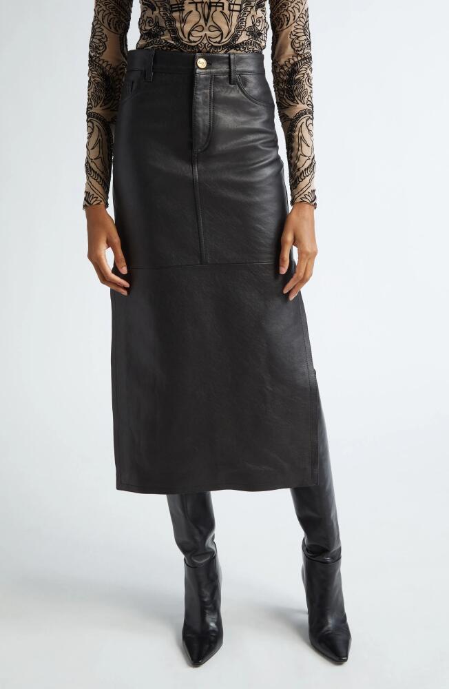 Etro Lambskin Leather Skirt in Black Cover