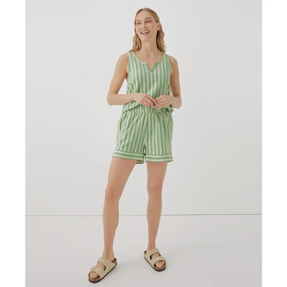 Pact Organic Staycation Sleep Short in Hideaway Stripe Jade Cover