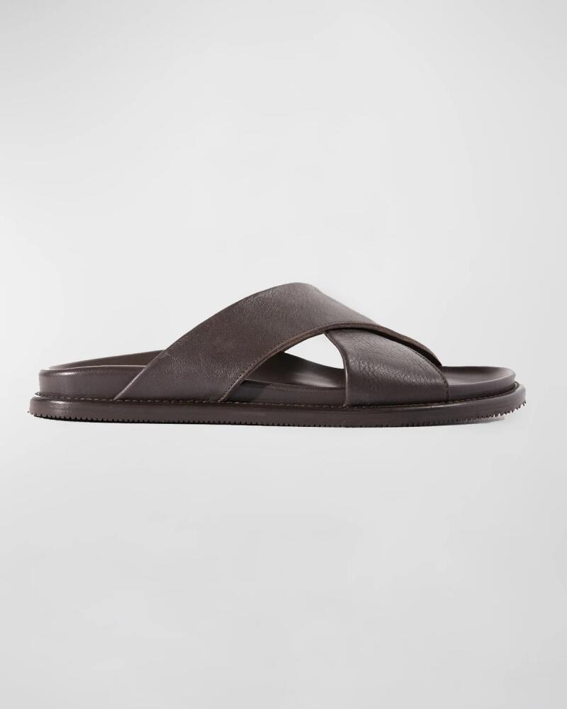 Paul Stuart Men's Punta Crisscross Leather Slide Sandals Cover