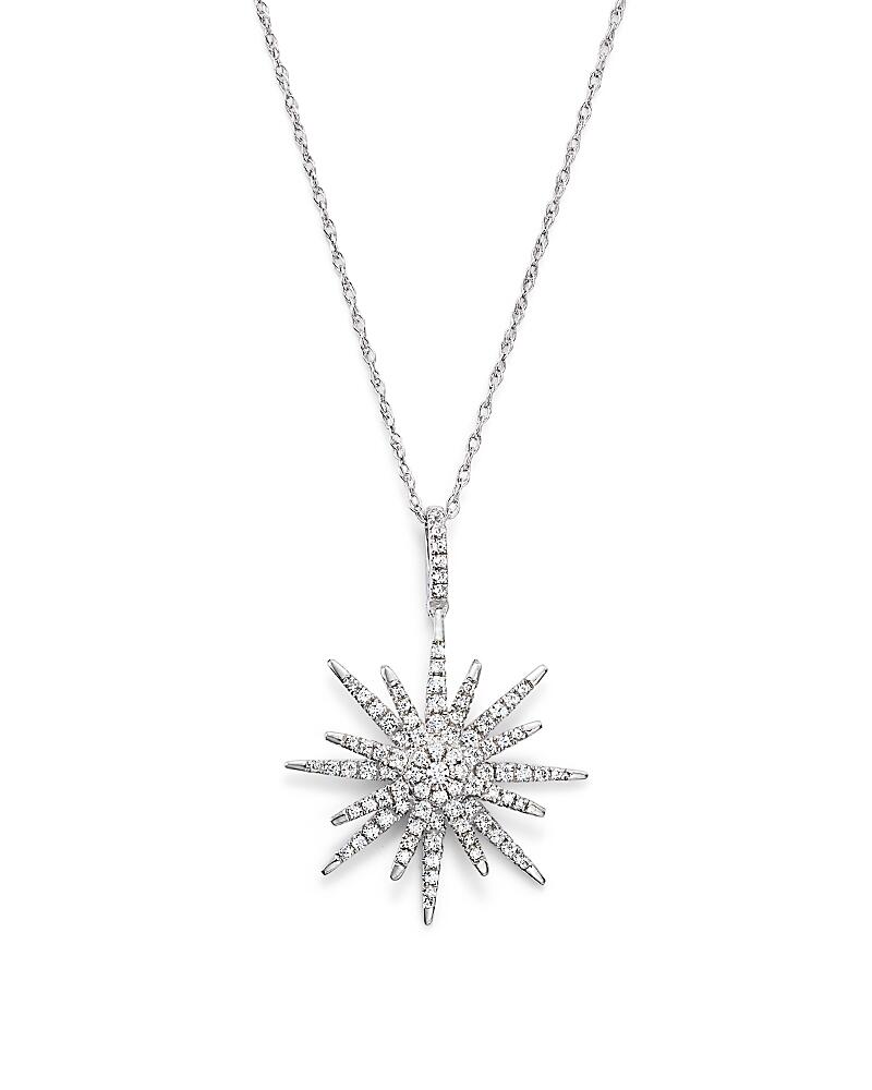 Diamond Starburst Pendant Necklace in 14K White Gold, 0.55 ct. t. w. - Exclusive Cover