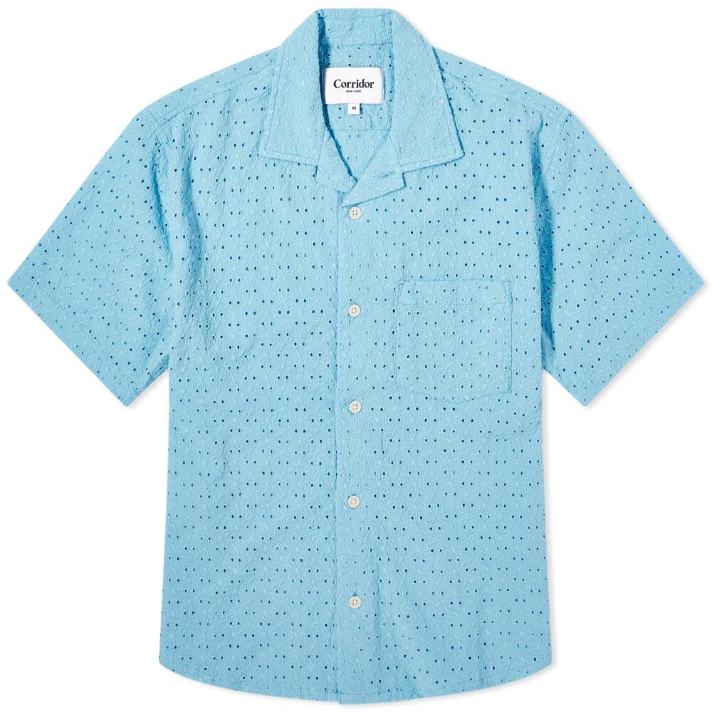 Corridor Men's Floral Eyelet Vacation Shirt in Indigo Cover