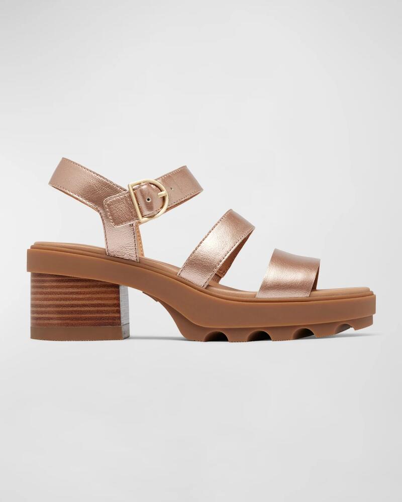 Sorel Joanie Metallic Leather Ankle-Strap Sandals Cover