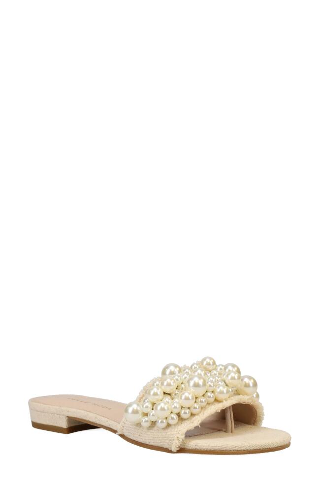 Pelle Moda Bayer Imitation Pearl Slide Sandal in Natural Cover