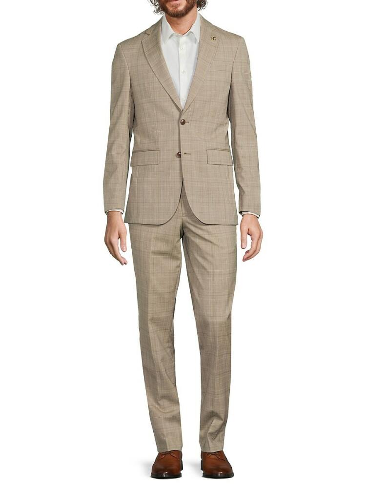 Ted Baker Men's Jay Glen Plaid Wool Suit - Tan Cover