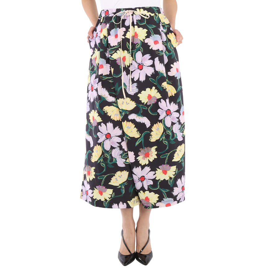 Marni Ladies Floral-print Cropped Trousers Cover