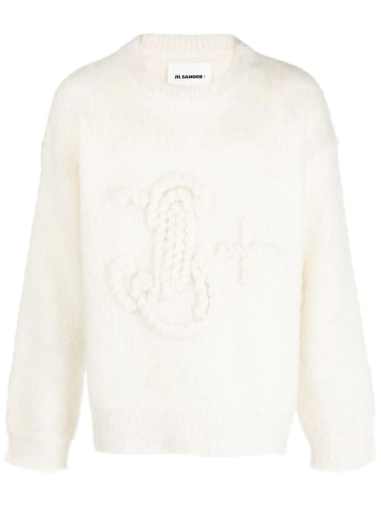 Jil Sander monogram-embroidered mohair-blend jumper - Neutrals Cover