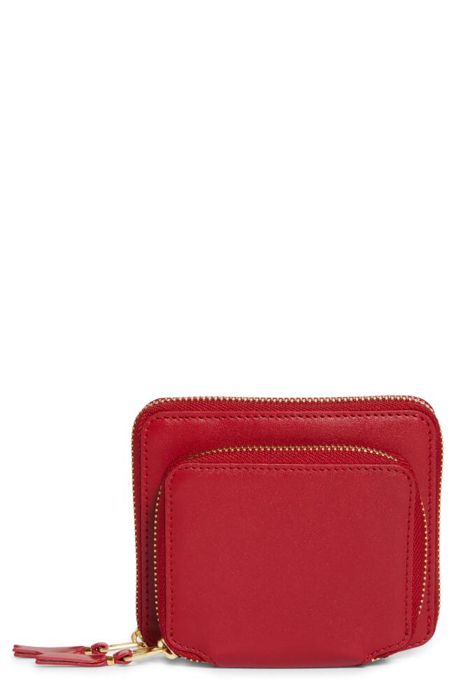 Comme des Garçons Wallets Outside Pocket Two-Compartment Leather Wallet in Red Cover