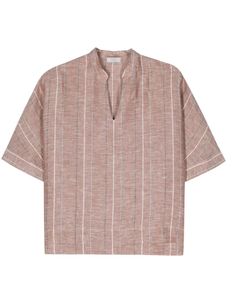 Peserico striped linen blouse - Brown Cover