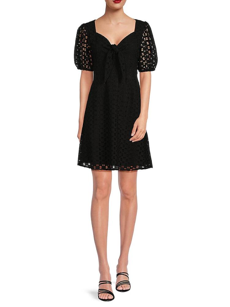 Kensie Women's Puff Sleeve Lace Mini Dress - Black Cover