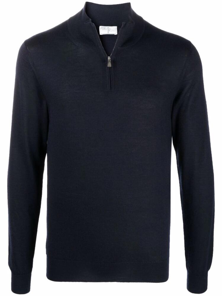 Fedeli roll-neck rib-trimmed jumper - Blue Cover