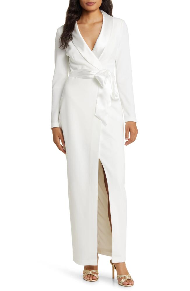 Eliza J Long Sleeve Tuxedo Gown in Ivory Cover