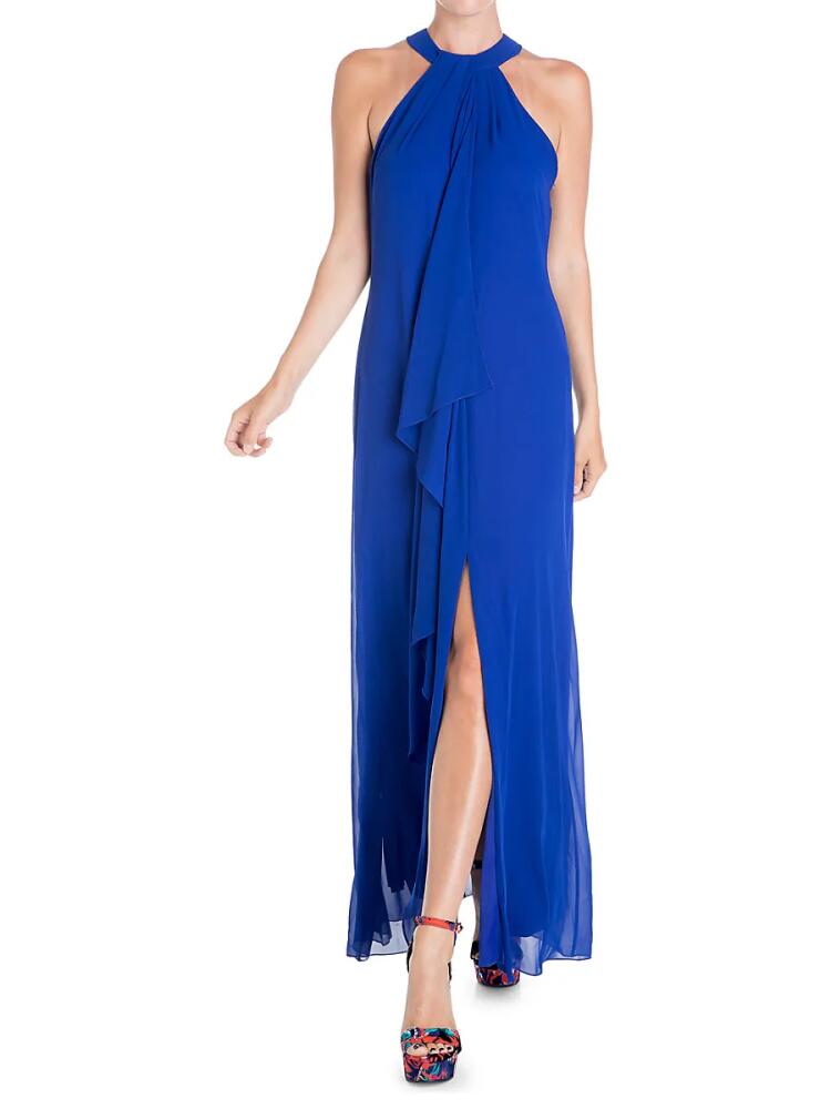 MEGHAN LA Women's Draped Halter Maxi Dress - Royal Cover