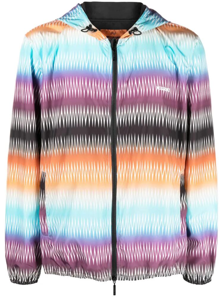 Missoni gradient zigzag-print hooded jacket - Blue Cover