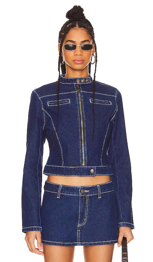 LIONESS Bella Moto Jacket in Blue Cover