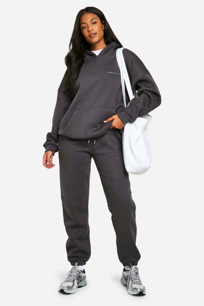 boohoo Womens Tall Overdyed Hooded Tracksuit - Grey Cover