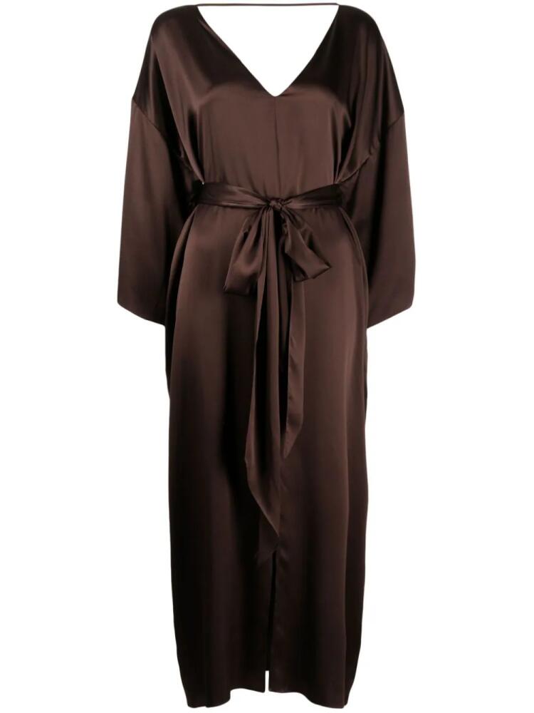 VOZ V-neck silk dress - Brown Cover