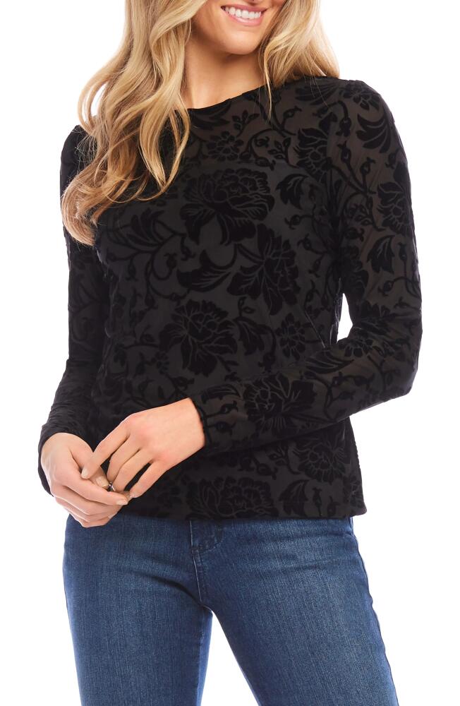 Karen Kane Floral Velvet Burnout Top in Black Cover