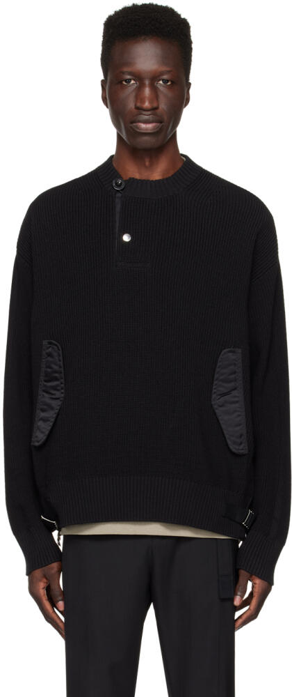 sacai Black Cinch Strap Sweater Cover