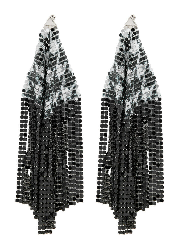 Rabanne Fringed Chainmail Drop Earrings - Black And Silver Cover