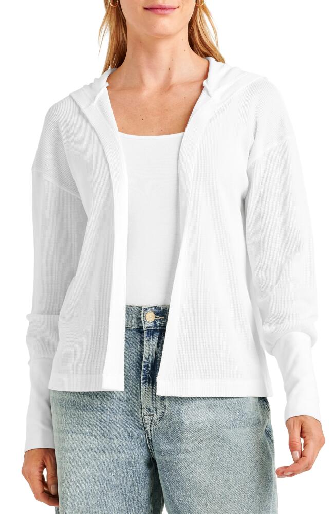 Splendid Jaime Thermal Knit Open Front Hoodie in White Cover