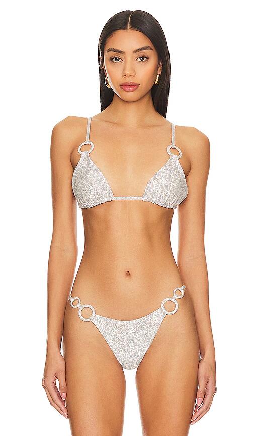 DEVON WINDSOR Amina Bikini Top in Metallic Neutral Cover