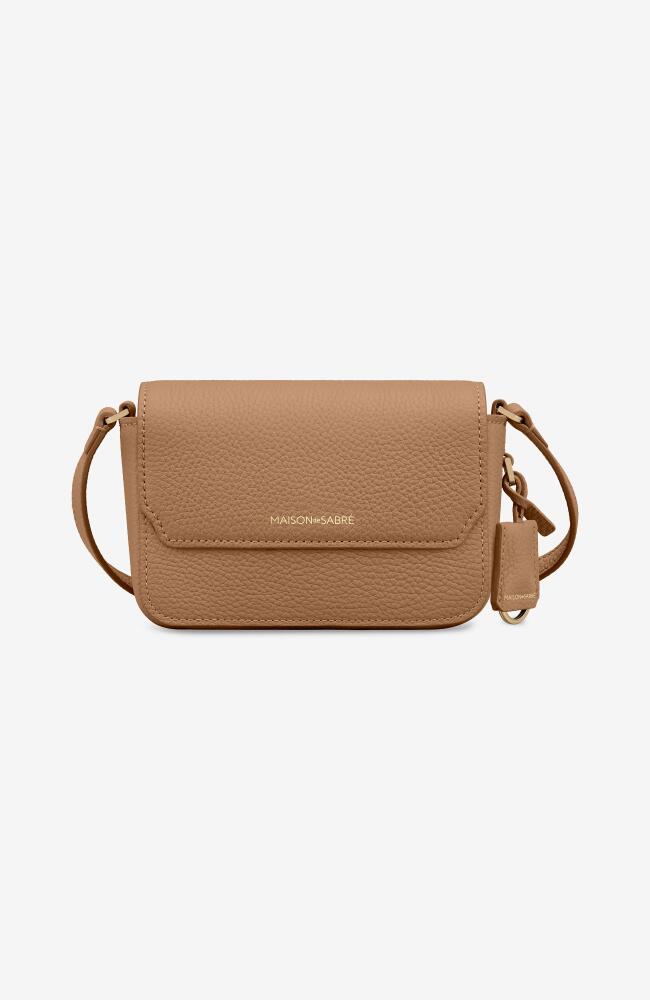 MAISON de SABRÉ Micro Leather Flap Bag in Sandstone Brown Cover