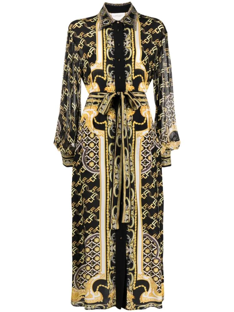 Camilla baroque long-sleeve silk dress - Black Cover