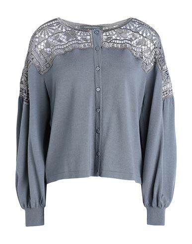 Alberta Ferretti Woman Cardigan Grey Virgin Wool, Silk Cover