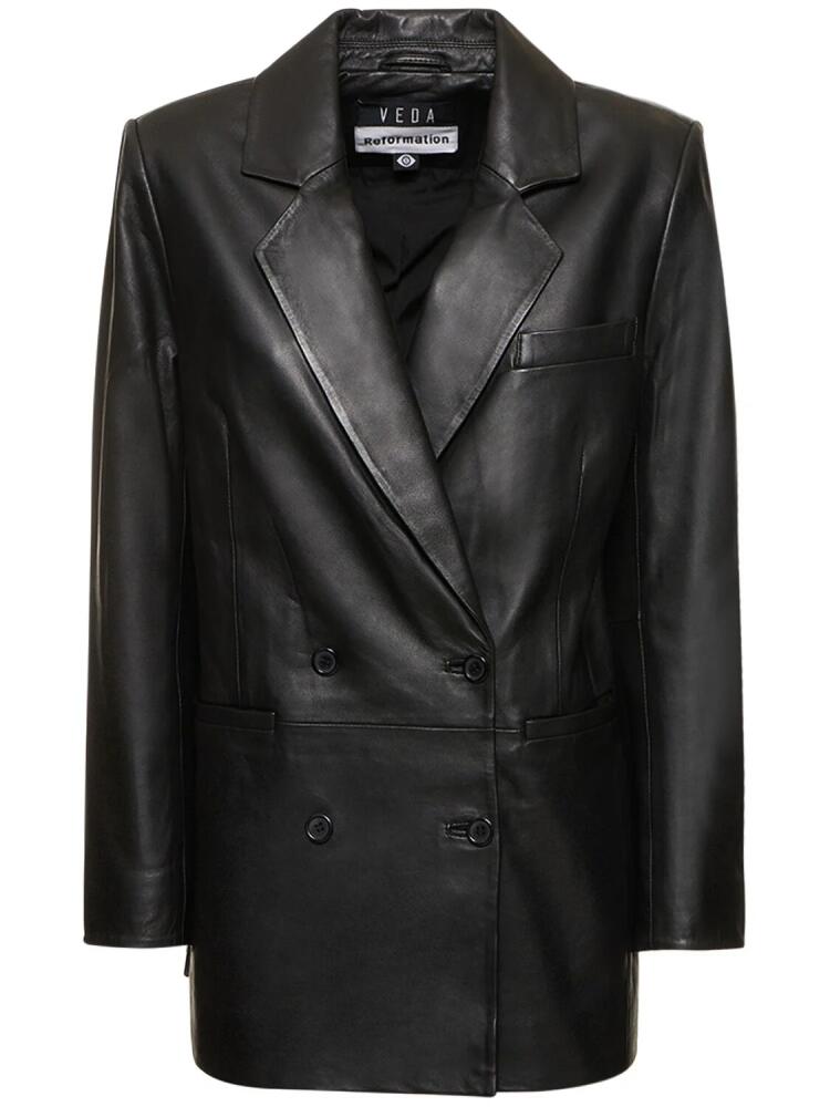 REFORMATION Veda Dalia Relaxed Leather Blazer Cover