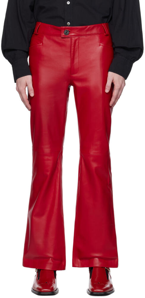 Ernest W. Baker Red Flared Leather Trousers Cover