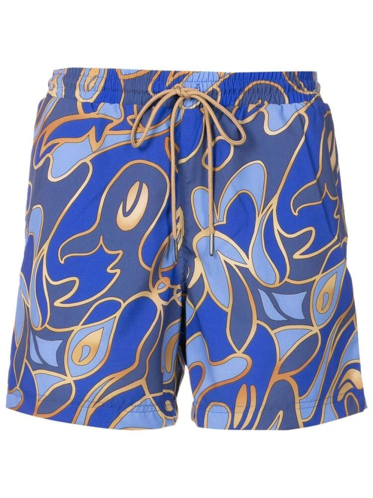 Lygia & Nanny abstract-print drawstring swim trunks - Blue Cover