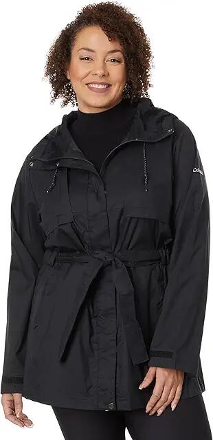 Columbia Plus Size Pardon My Trench Rain Jacket (Black) Women's Coat Cover