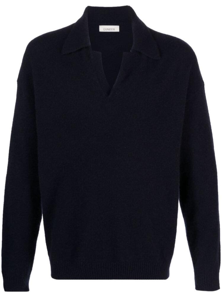 Laneus V-neck ribbed-knit jumper - Blue Cover