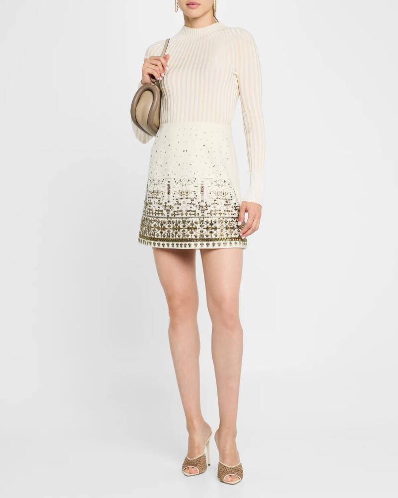 Kobi Halperin Sheyla Beaded Straight Wool Mini Skirt Cover