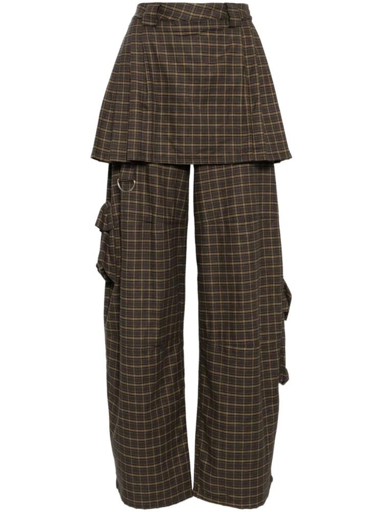 Collina Strada plaid lawn skirt cargo trousers - Brown Cover