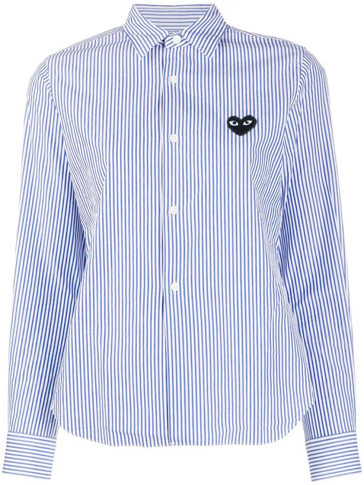 Comme Des Garçons Play stripe print heart shirt - White Cover