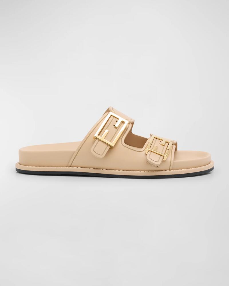 Fendi F Buckle Leather Slide Sandals Cover