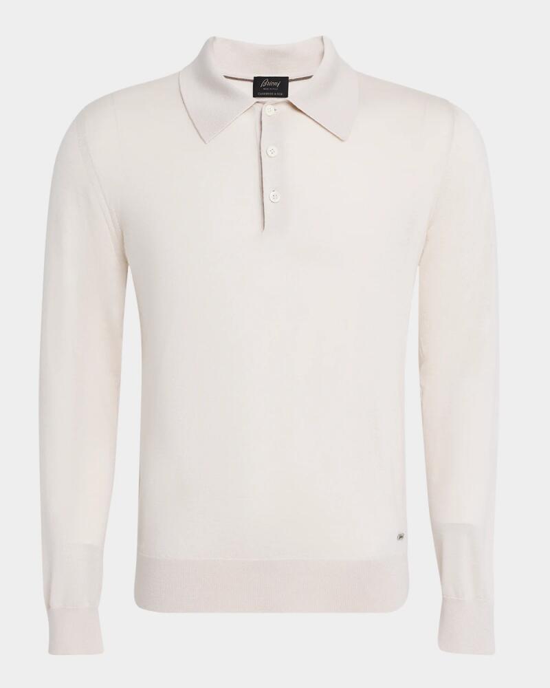 Brioni Men's Cashmere-Silk Polo Shirt Cover