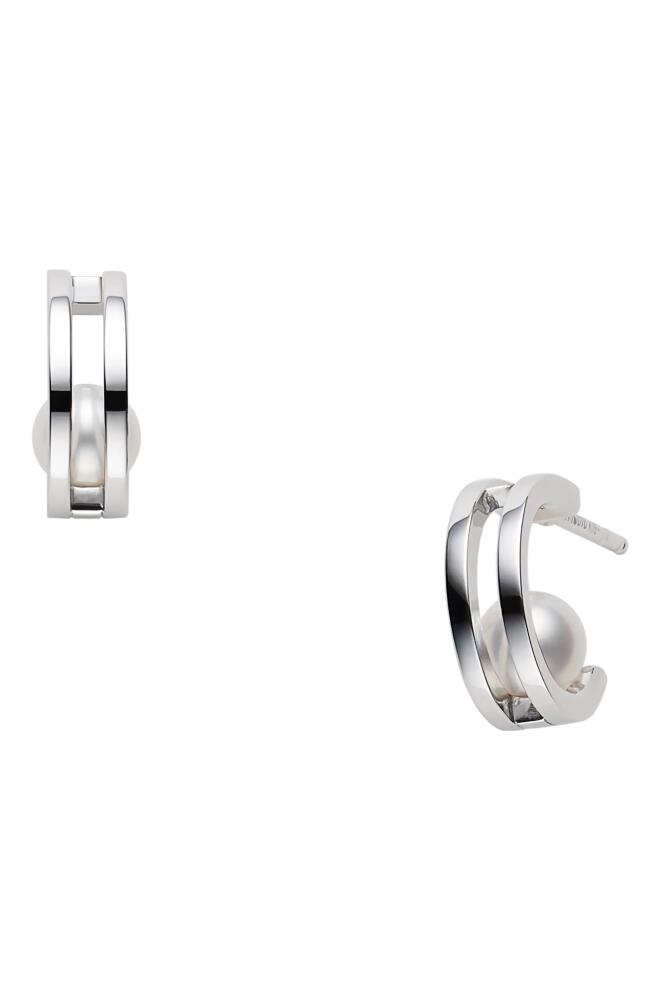 Mikimoto Classic Cultured Pearl Hoop Earrings in White Gold Cover