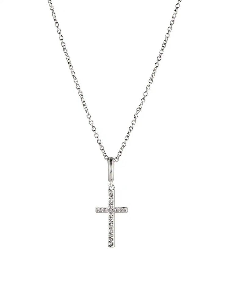 Adriana Orsini Women's Rhodium Plated & Cubic Zirconia Cross Pendant Necklace Cover