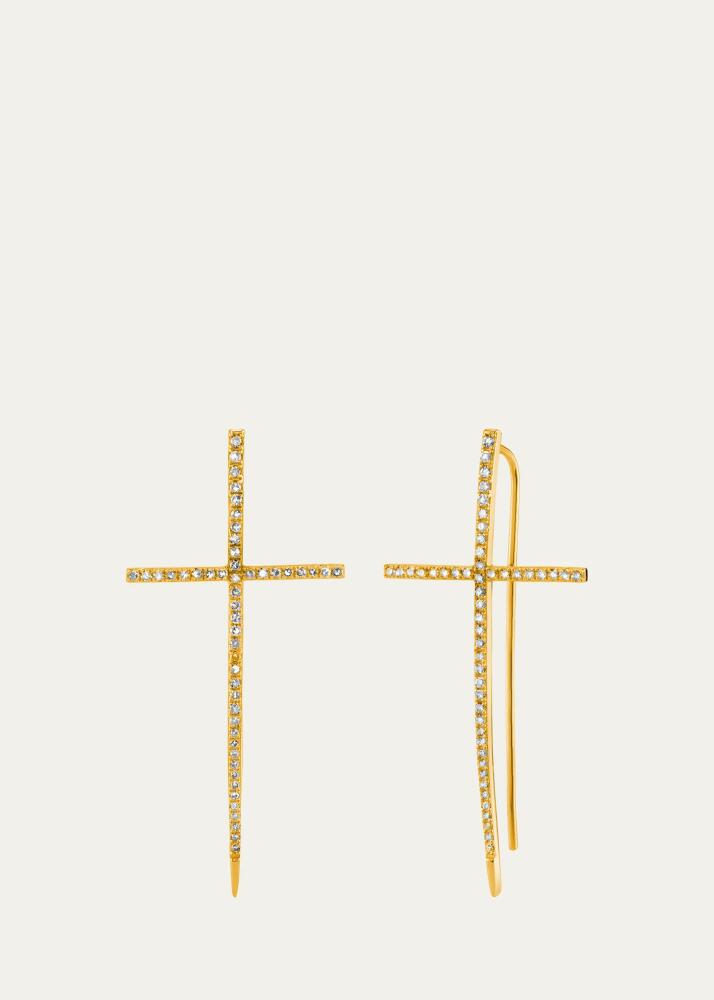 Sheryl Lowe 14K Pave Diamond Cross Stick Earrings Cover